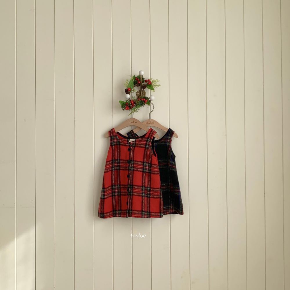Fondue 27｜(75cm-120cm)  格子背心連身裙