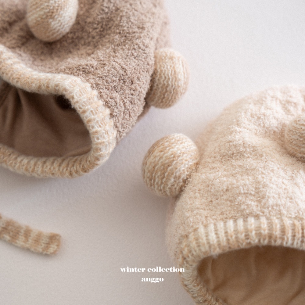 anggo14｜(free) 小耳朵針織綁帶帽