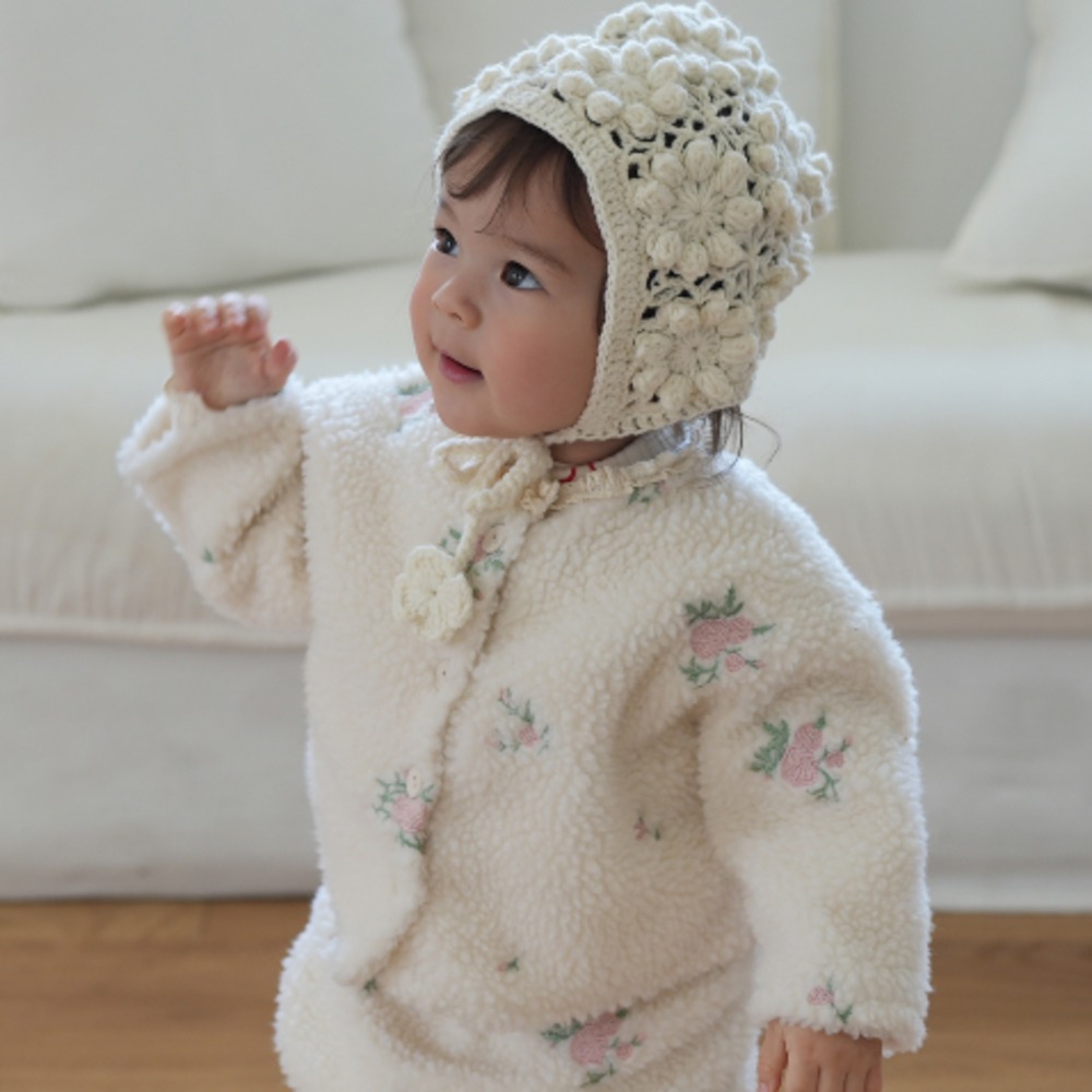 neneru08｜(60cm-85cm) 1色刷毛碎花開襟外套