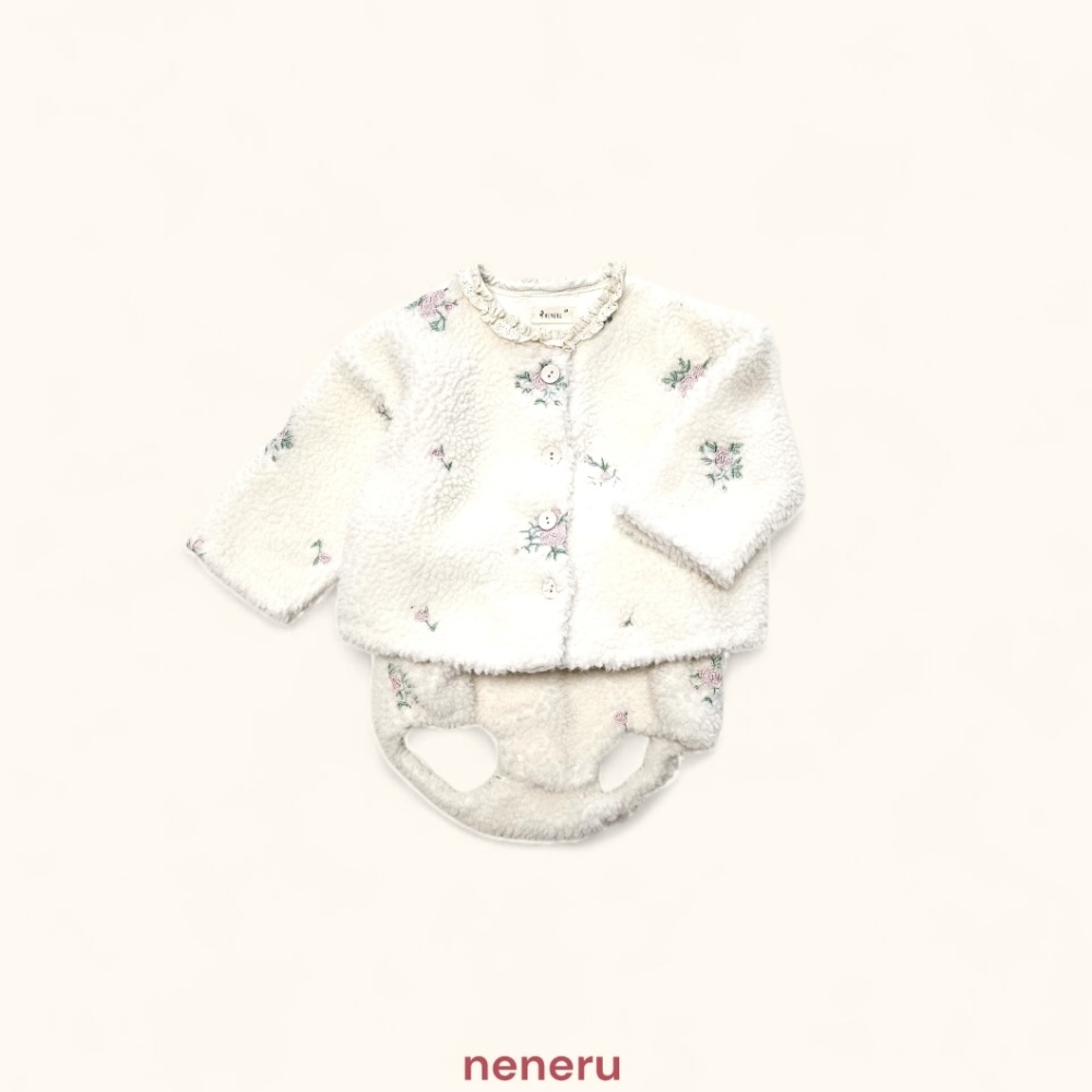 neneru08｜(60cm-85cm) 1色刷毛碎花開襟外套