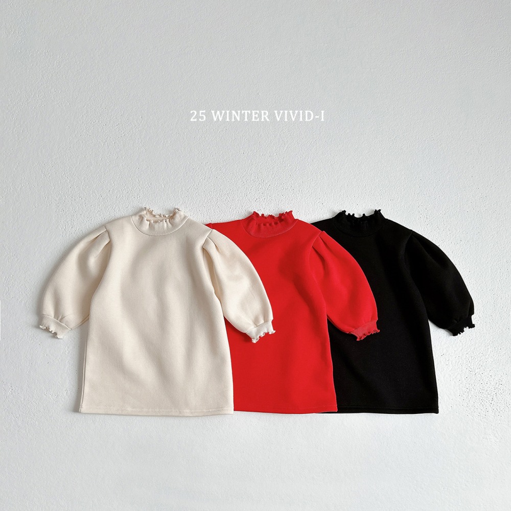 vivid89｜(78cm-125cm) 捲邊公主袖洋裝