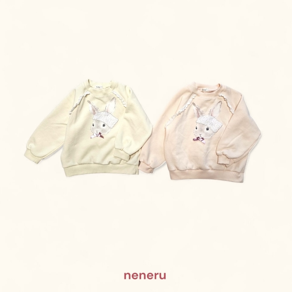 neneru25｜(70cm-125cm) 2色蕾絲小兔印花休閒上衣