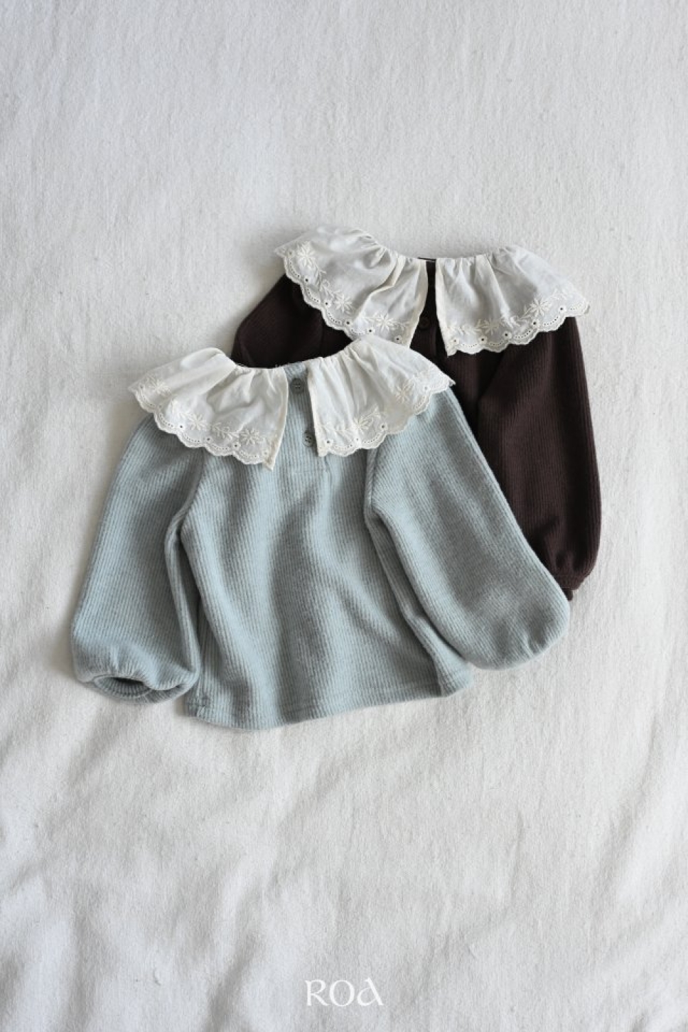 ROA28｜(80cm-120cm) 2色甜美蕾絲翻領上衣