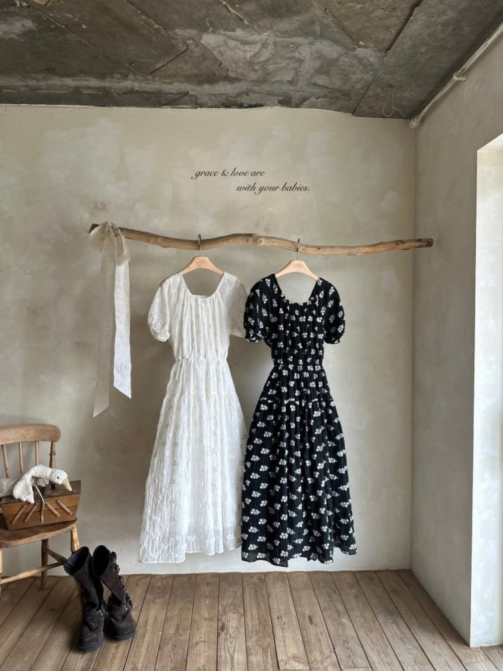 MONBEBE38｜(1y-8y-mom) 花卉綁帶包屁衣