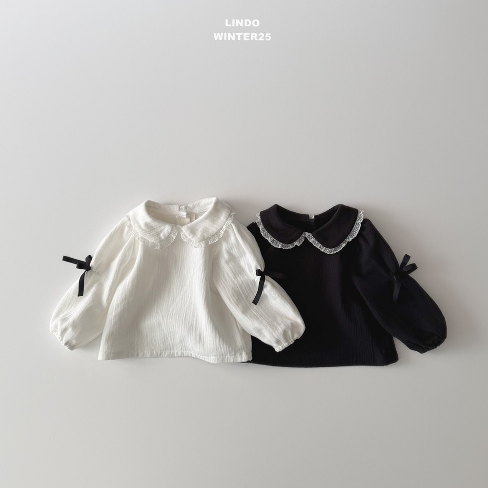 Lindo44｜(80cm-125cm) 蕾絲領緞帶襯衫