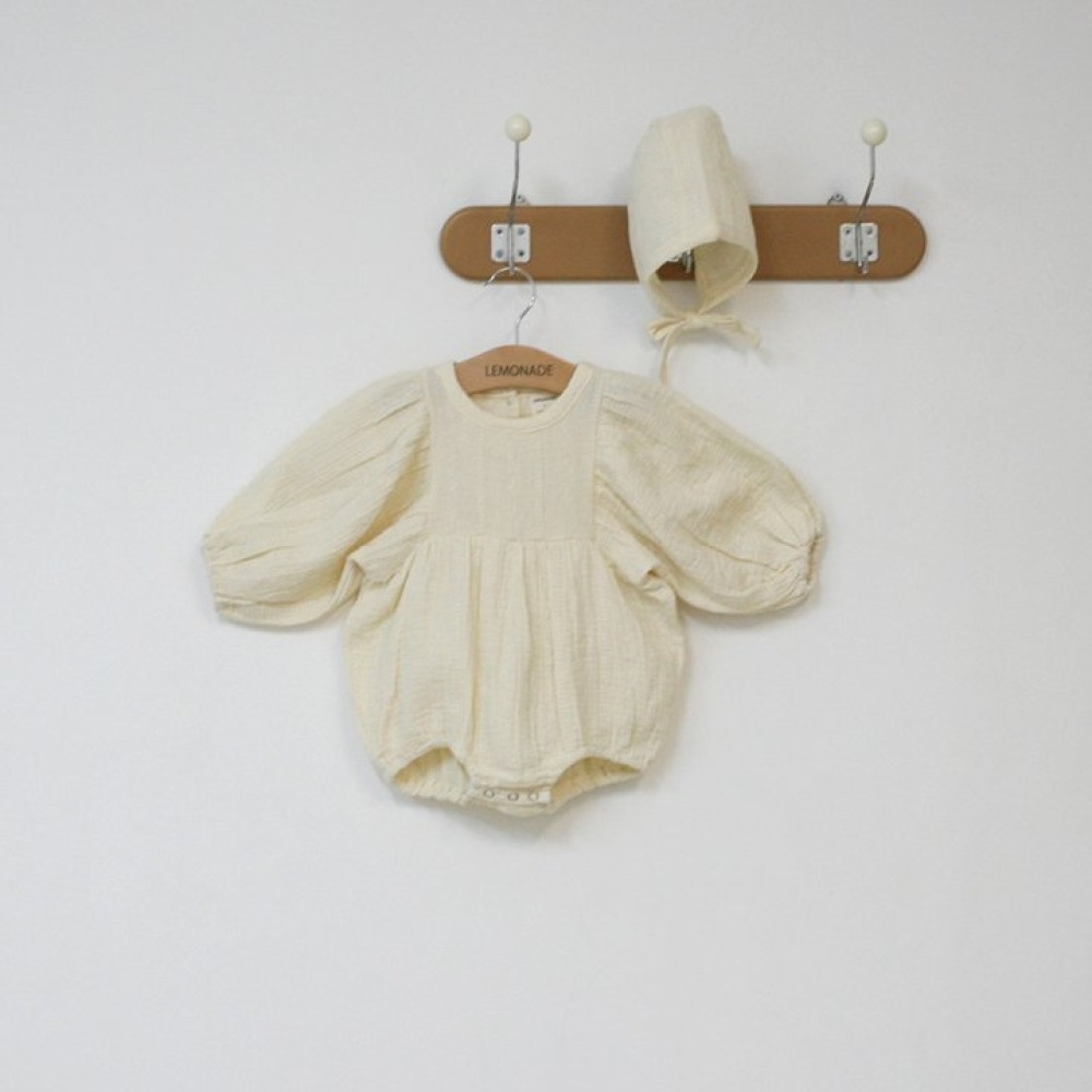 LEMONADE07｜(55cm-85cm) 1色花紋娃娃袖包屁衣含帽子