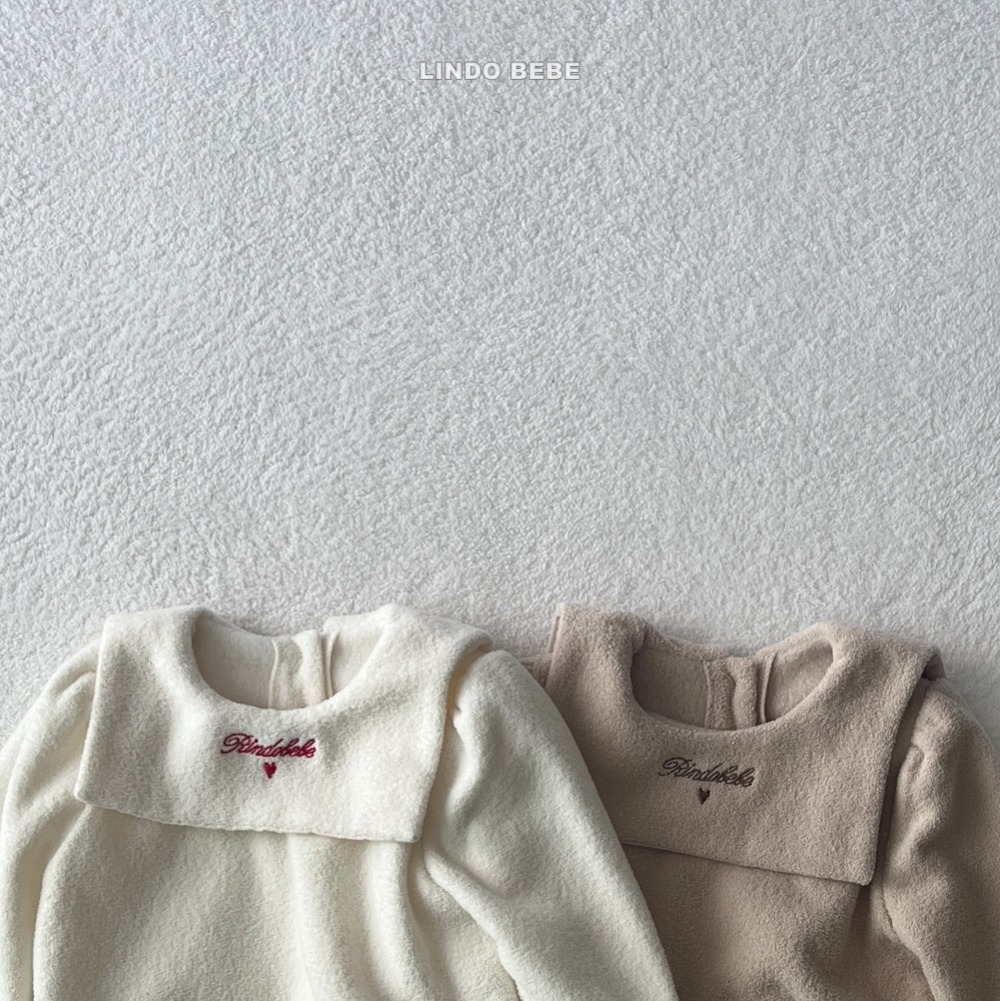 Lindo11｜(3m-18m) 水手翻領抓絨次袖包屁衣