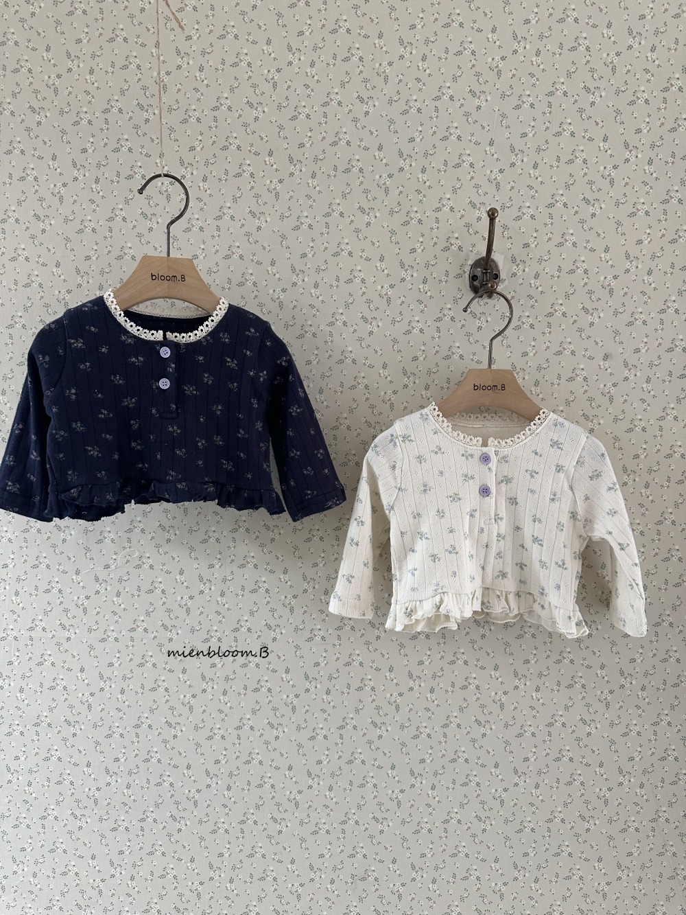 Bloom.b61｜(3m-24m/85cm-125cm) 花邊碎花荷葉擺上衣