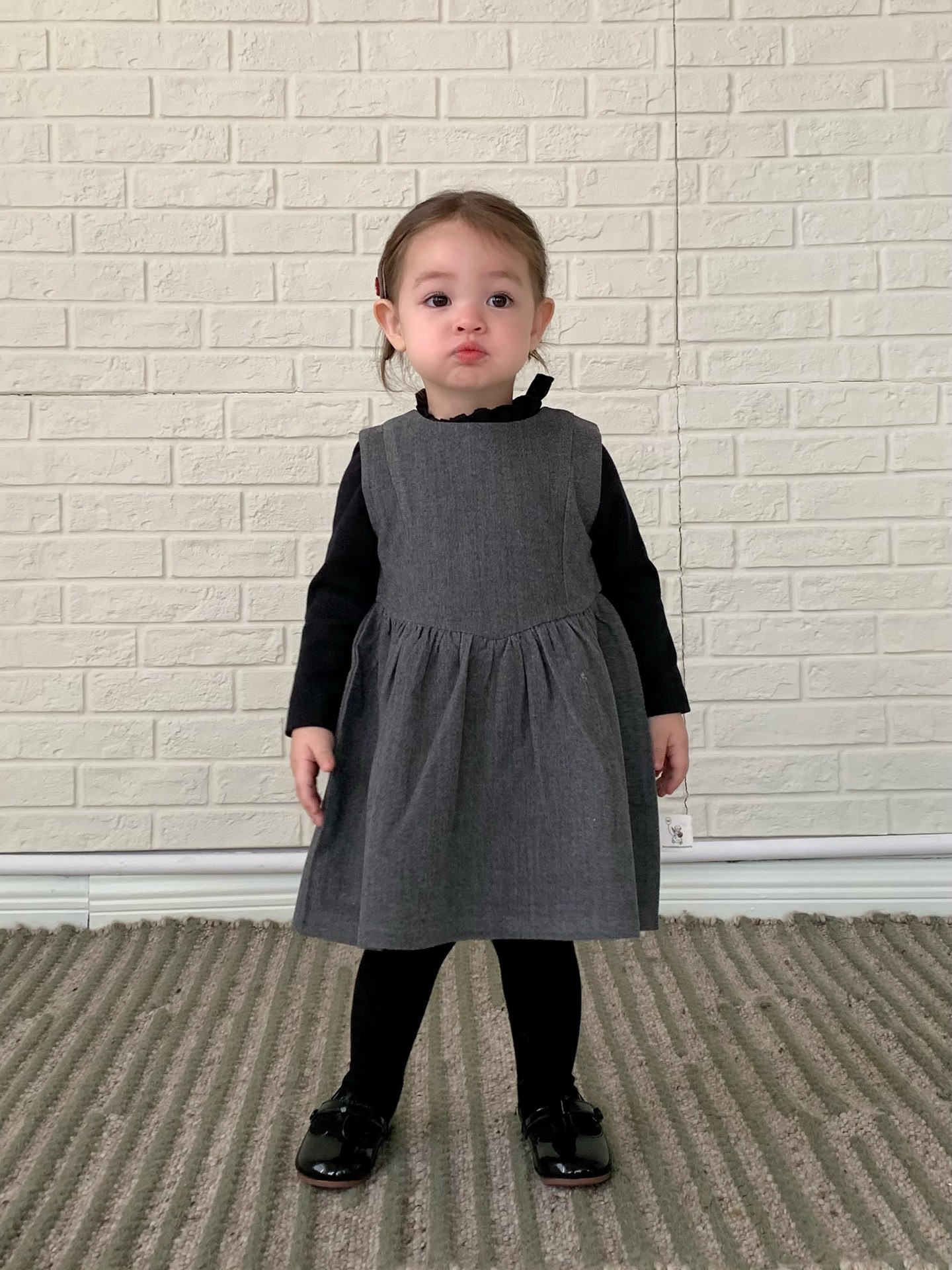 JE608｜(80cm-110cm) 學院素面背心洋裝/花邊領上衣