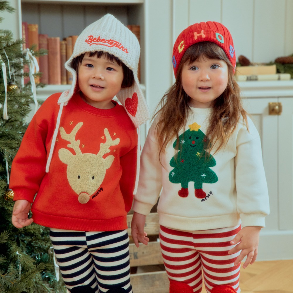 1st blue 19｜(80-118cm) 3色聖誕印花刷毛休閒上衣