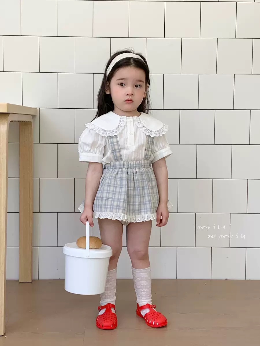 JE58｜(73-130cm) 蕾絲翻領花邊襯衫