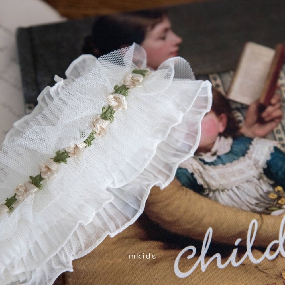 M-KIDS15|(55-95cm) 2色抓皺波浪蕾絲髮帶3