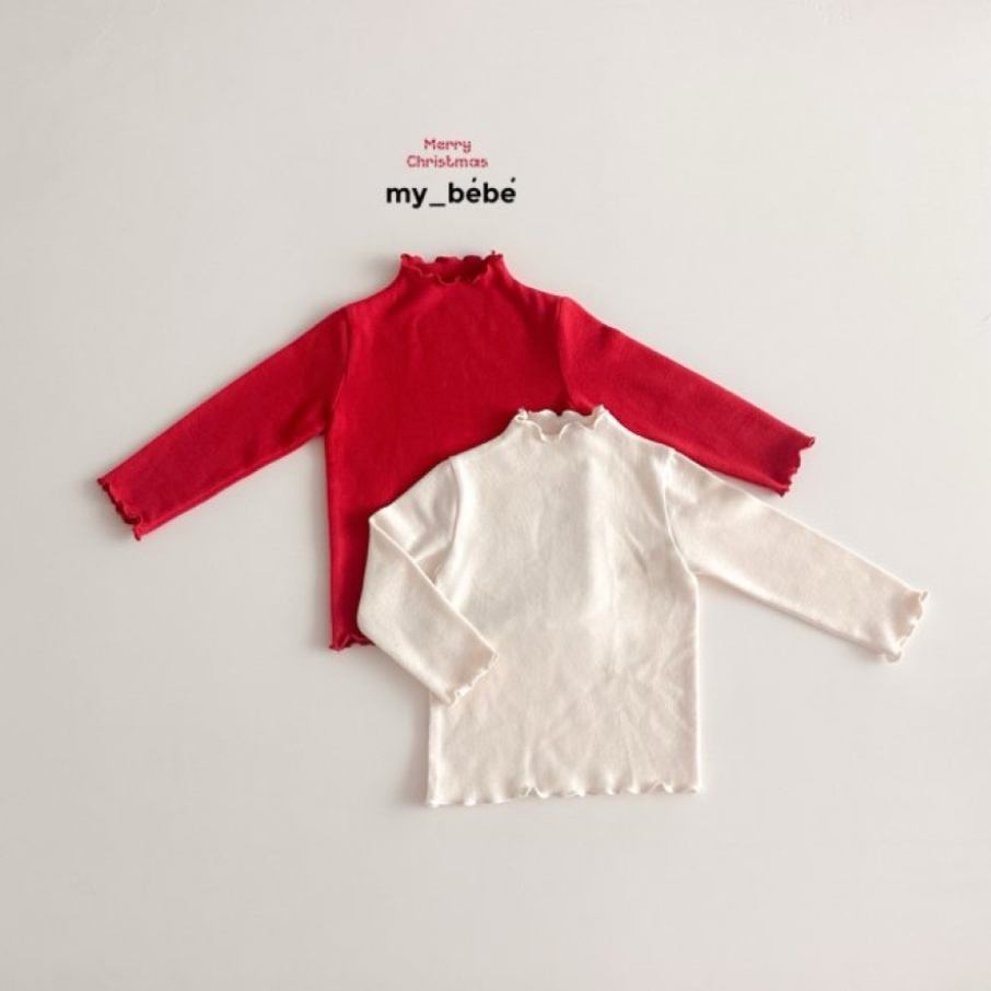 my_bebe53｜(-6m-18m-)  木耳邊高領上衣