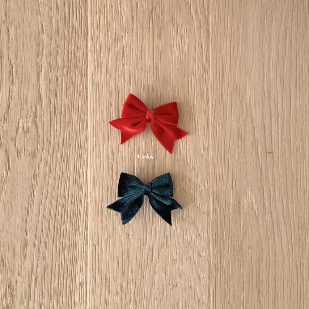 Fondue 42｜(Free)  天鵝絨蝴蝶結髮夾2色組