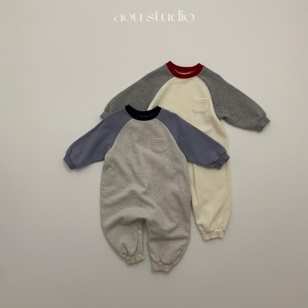 Aou 06｜ (70cm-110cm) 撞色口袋連身衣