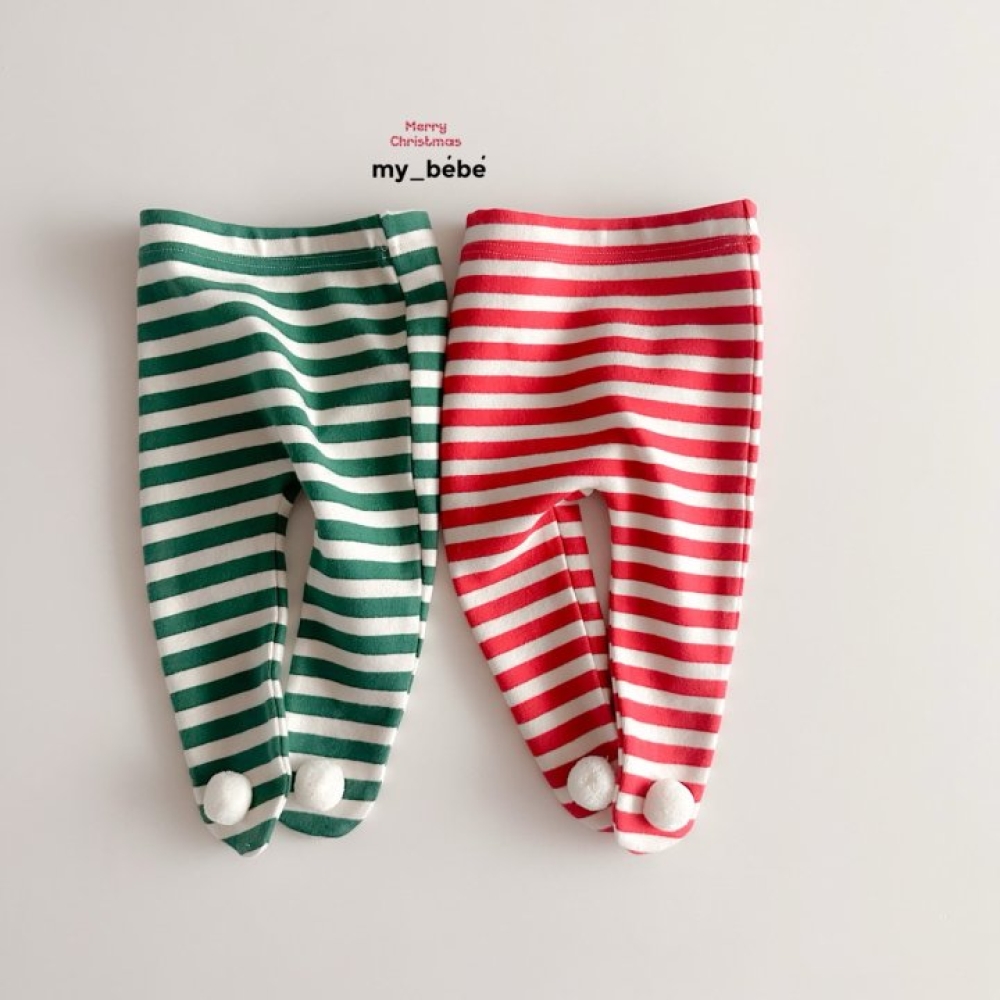 my_bebe51｜(-6m-12m-)  條紋襪套內搭褲