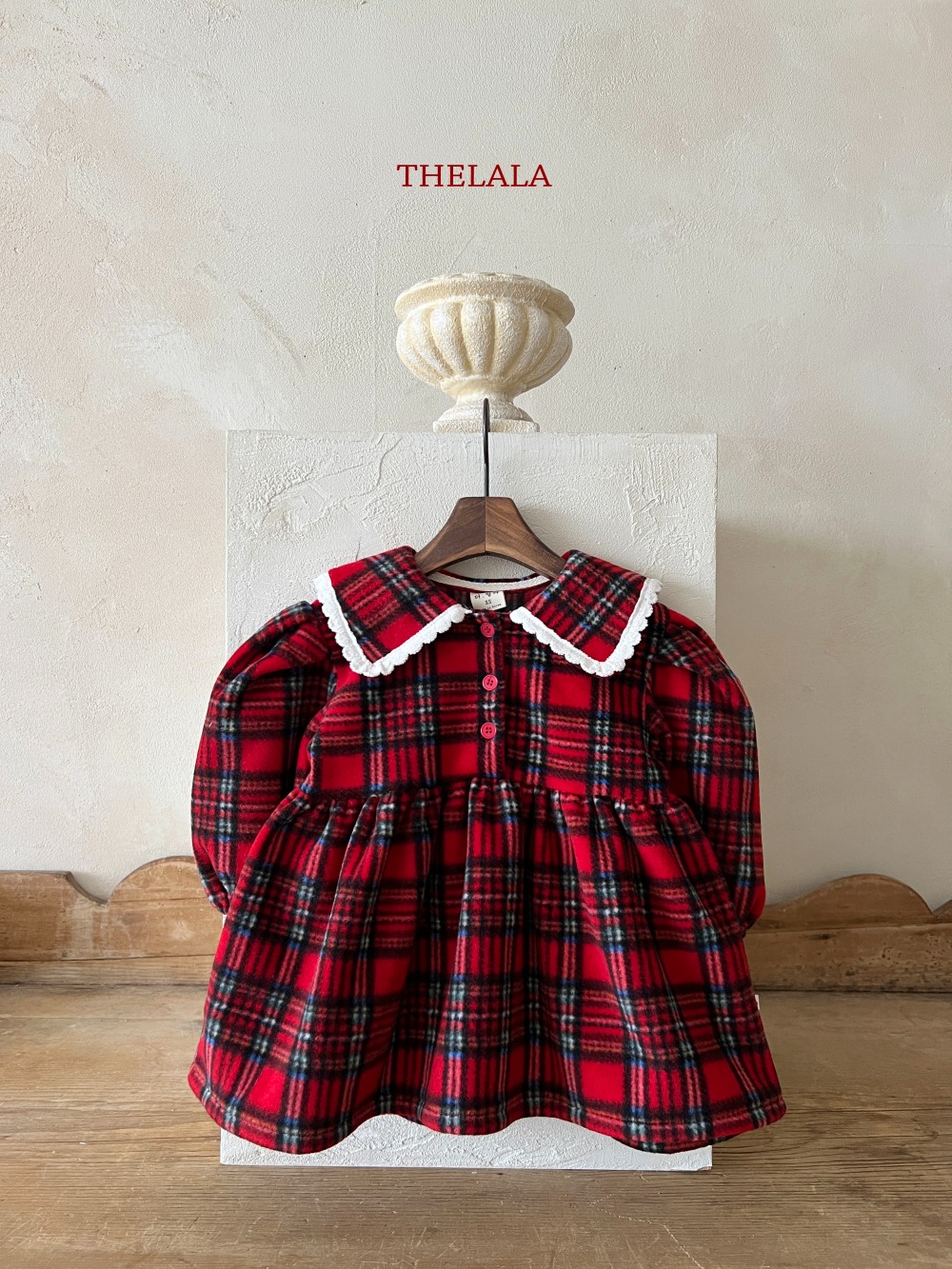 thelala06｜ (1y-6y) 蘇格蘭紋蕾絲領洋裝
