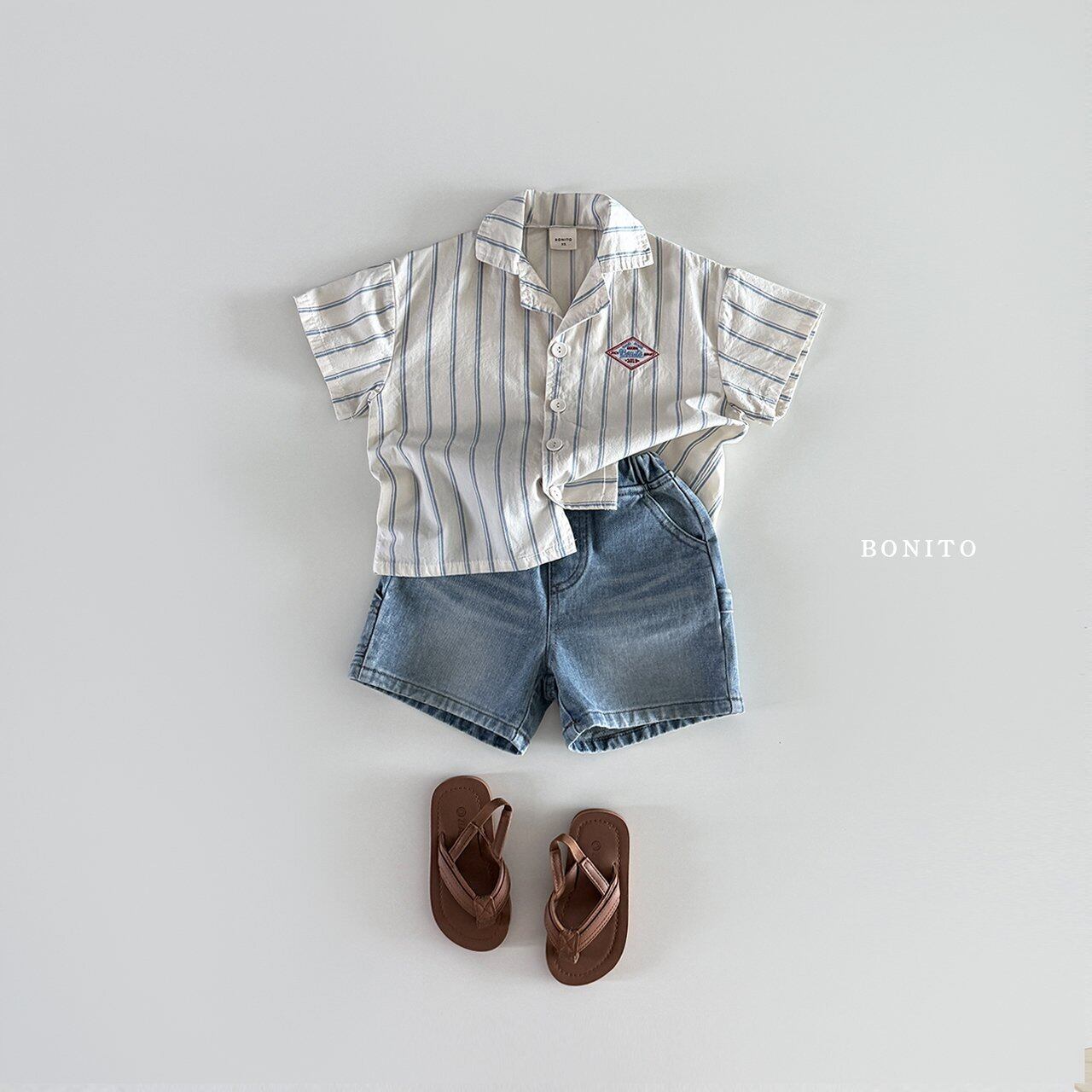Bonito｜(75cm-125cm)kids 線條襯衫