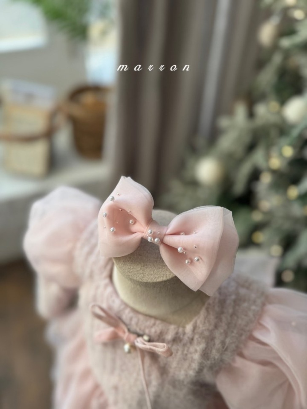 Marron 77｜(free) 蝴蝶結緞帶珍珠髮箍