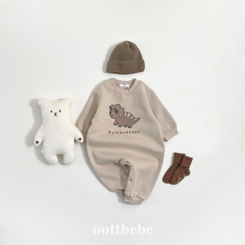 Oottbebe44｜(0m-12m) 恐龍圖案連身包屁褲