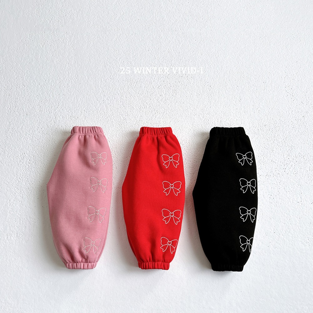 vivid19｜(78cm-125cm) 蝴蝶結印花休閒縮口褲