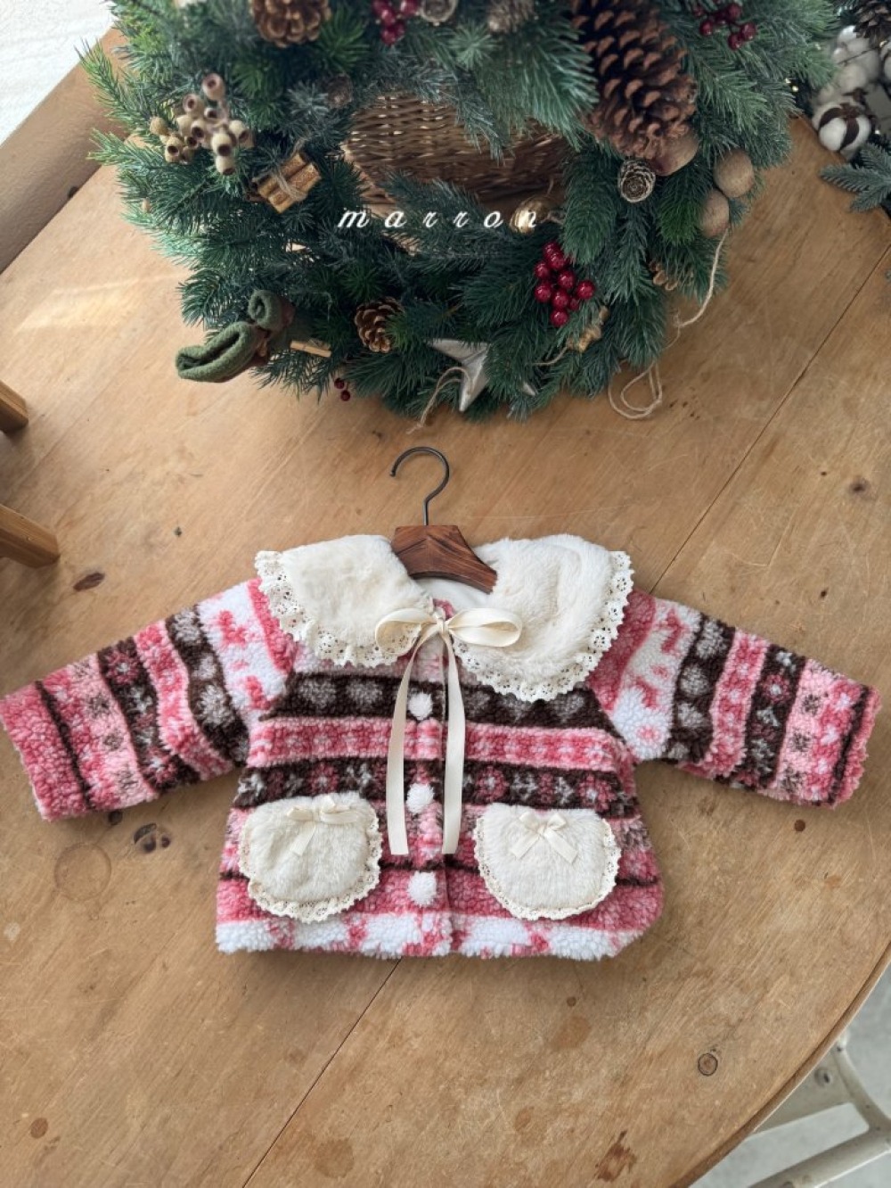 Marron 68｜(1y-6y) 雪花刷毛開襟外套