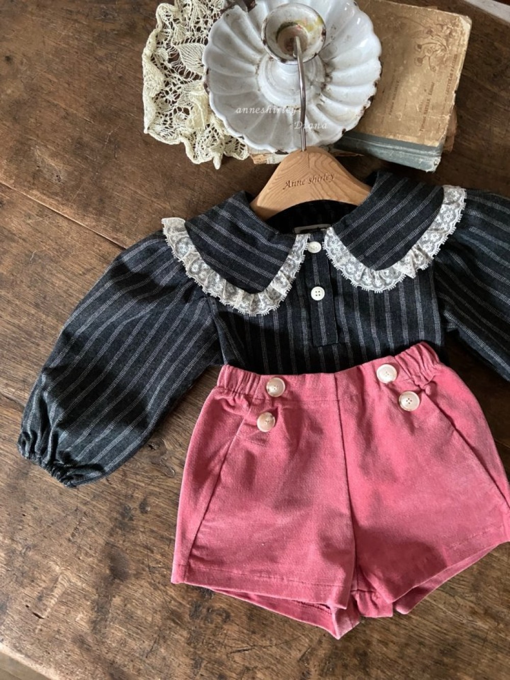 Anne Shirley22｜(3m-20m) 1色蕾絲線條襯衫