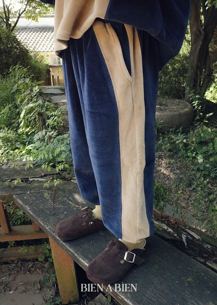 Bien A Bien06｜(90cm-130cm) 撞色線條束口褲