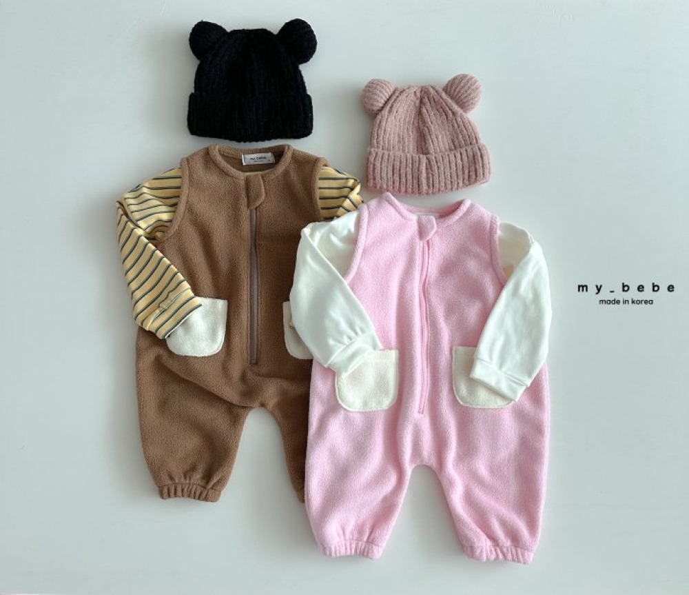 my_bebe31｜(-12m-5y) 內刷毛背心拉鍊連身褲