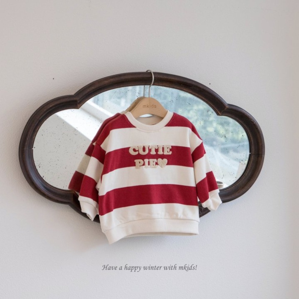 M-KIDS43｜(65-115cm) 2色條紋印花休閒上衣