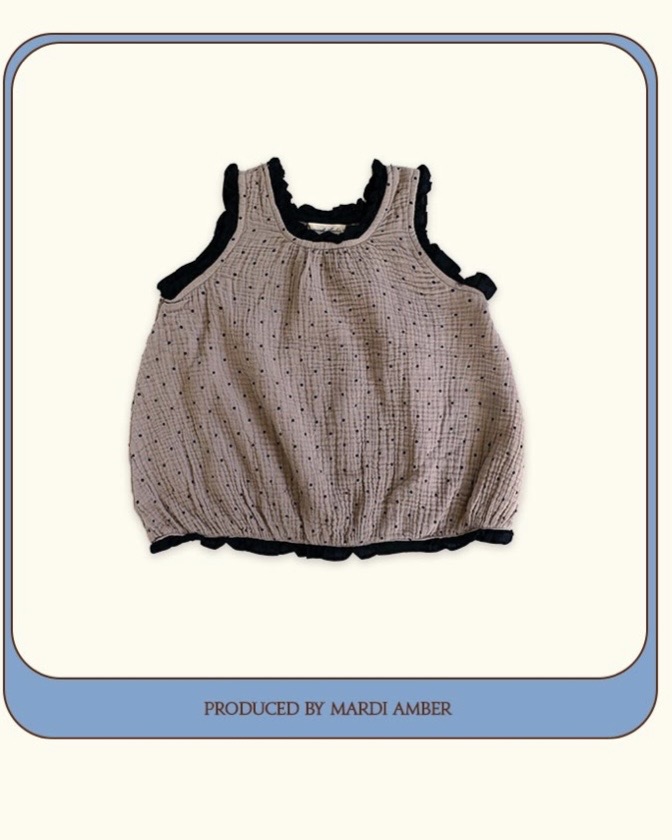 Amber 14｜(90-130cm) 2色玫瑰摺邊背心洋裝