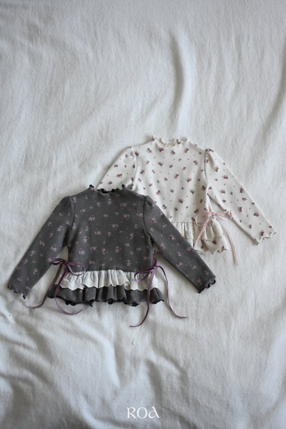 ROA22｜(80cm-120cm) 2色蕾絲蛋糕裙擺上衣