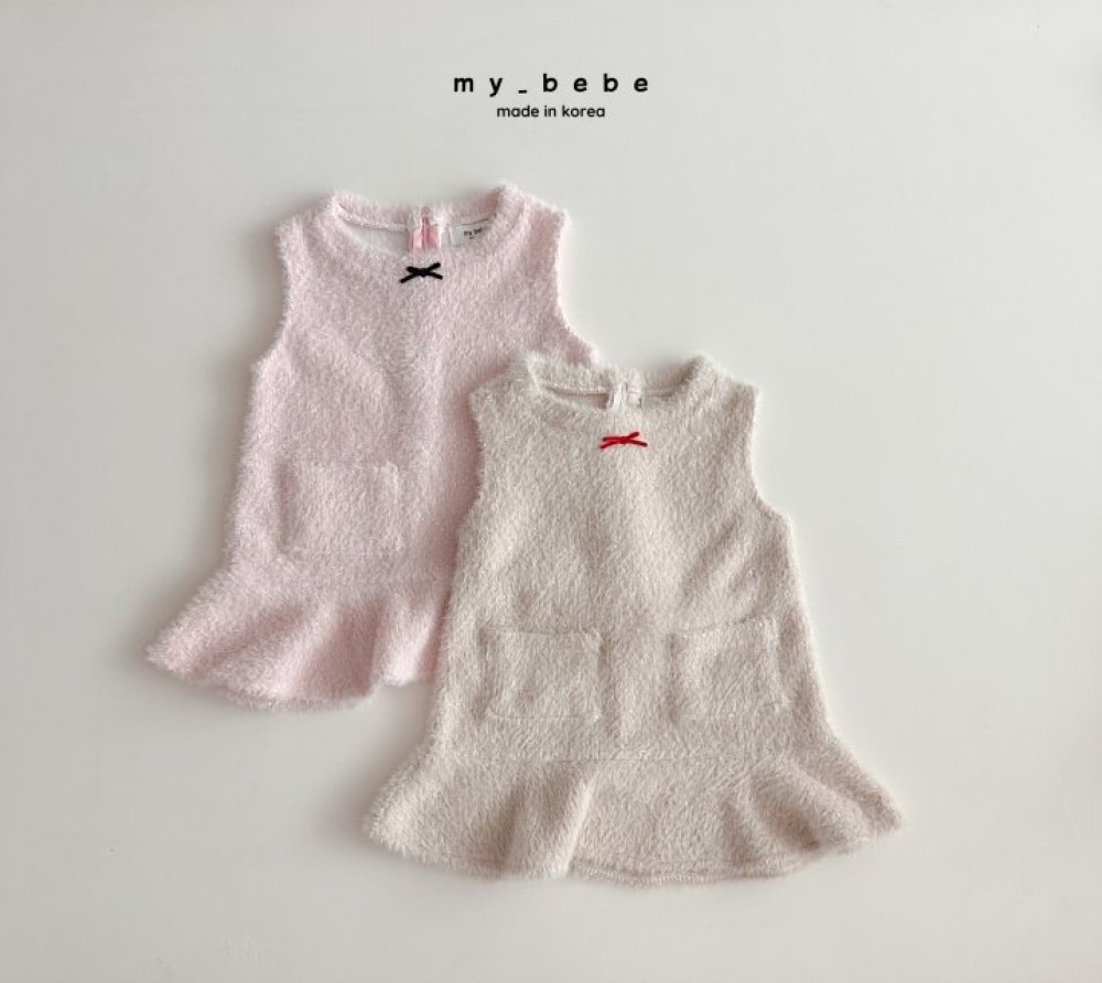 my_bebe16｜(-12m-7y) 羽毛毛絨口袋洋裝