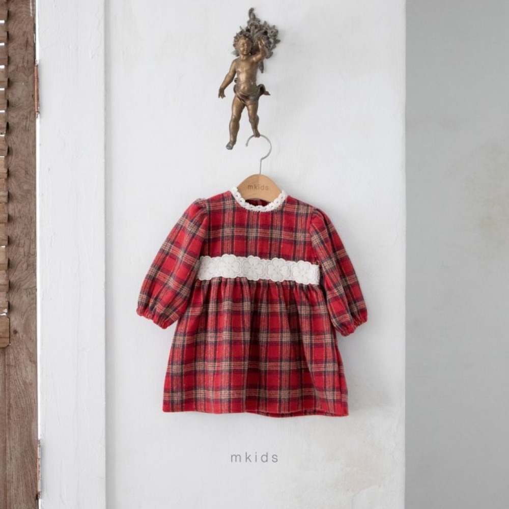 M-KIDS25｜(65-115cm) 1色聖誕格紋洋裝