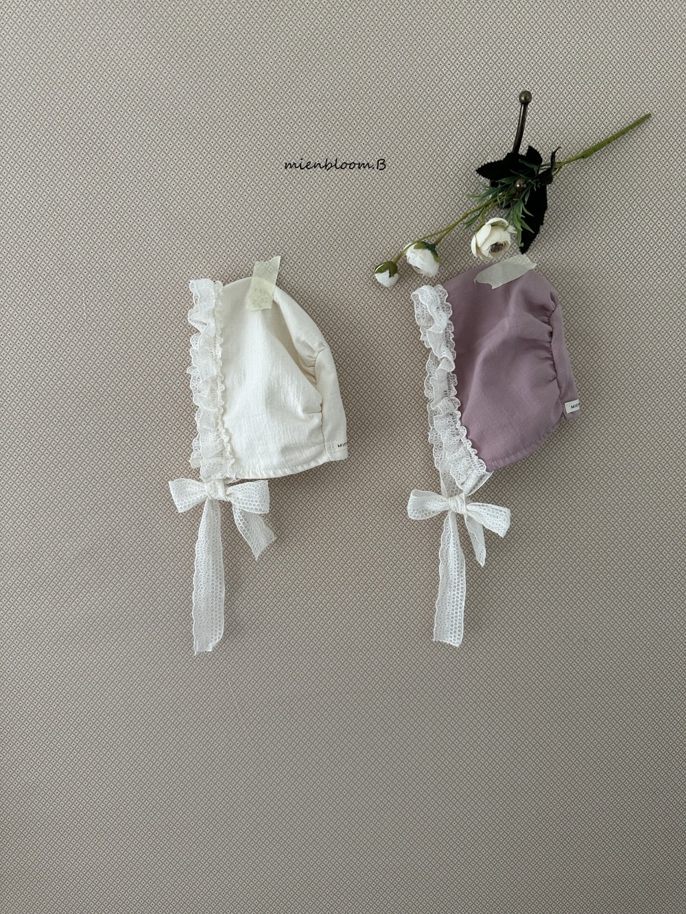 Bloom.b06｜(bebe) 蕾絲花邊綁帶帽