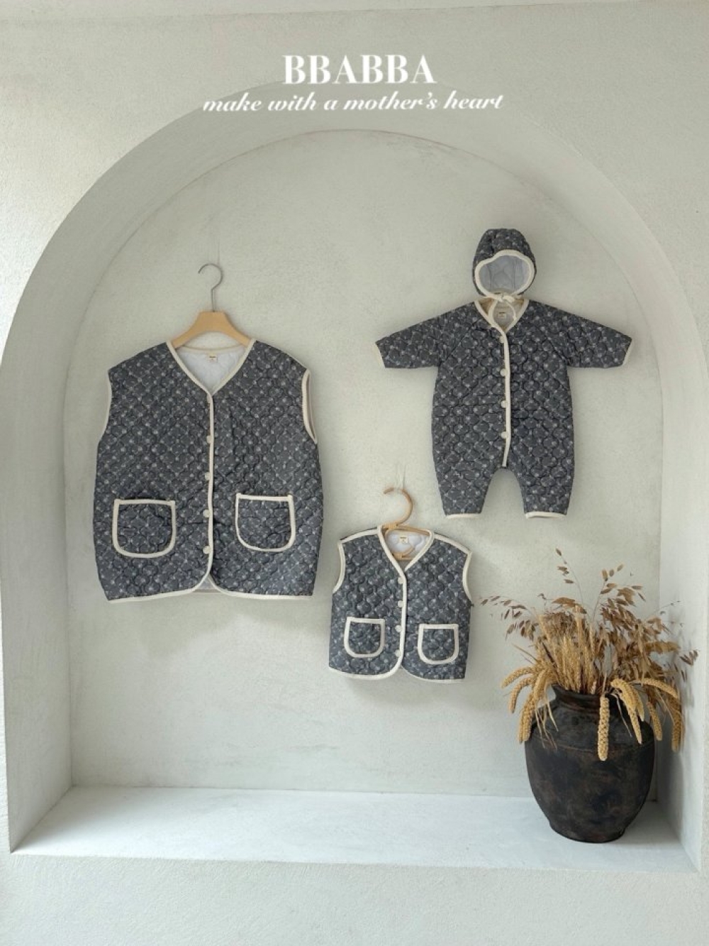 BBABBA16｜(60cm-120cm-mom)  2色菱格鋪棉碎花連身衣/背心