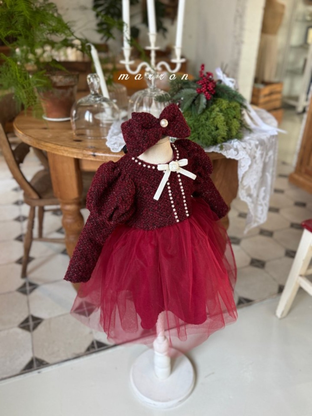 Marron 74｜(free) 小香紅珍珠髮箍