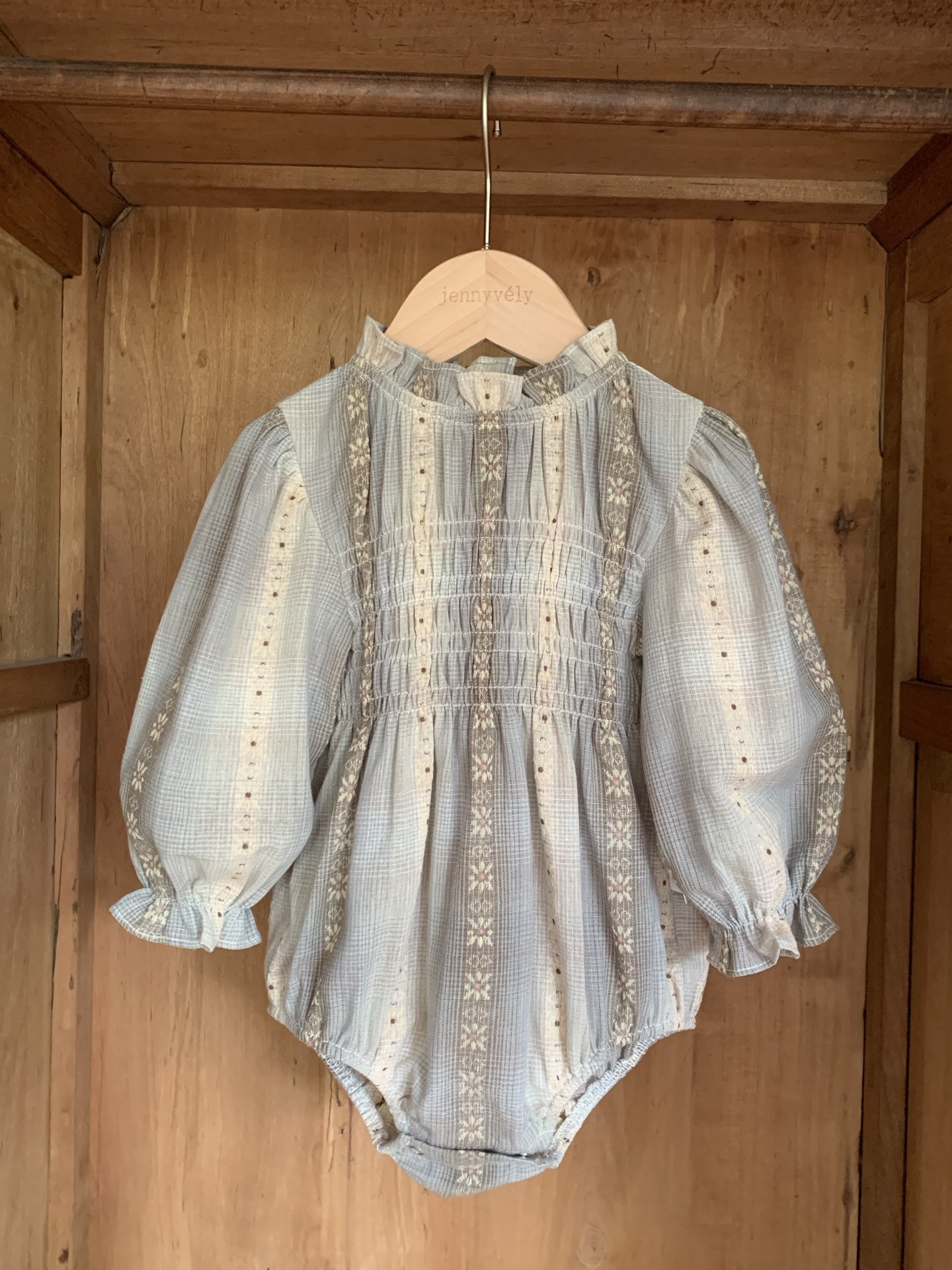 JE623｜(66cm-90cm) 復古立領花邊包屁衣