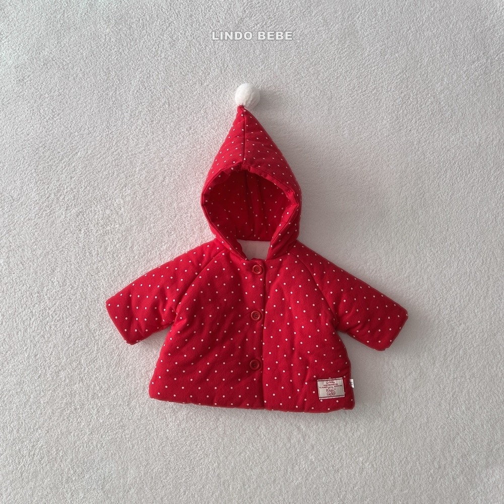 Lindo27｜(3m-18m) 精靈連帽波點夾層棉外套