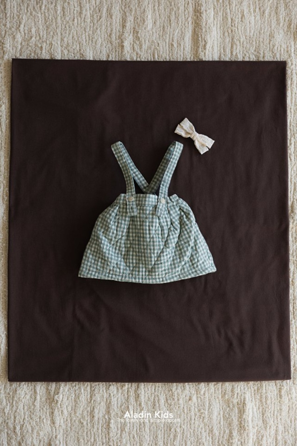 ALADIN18｜(75cm-114cm) 絎縫格紋藍吊帶裙