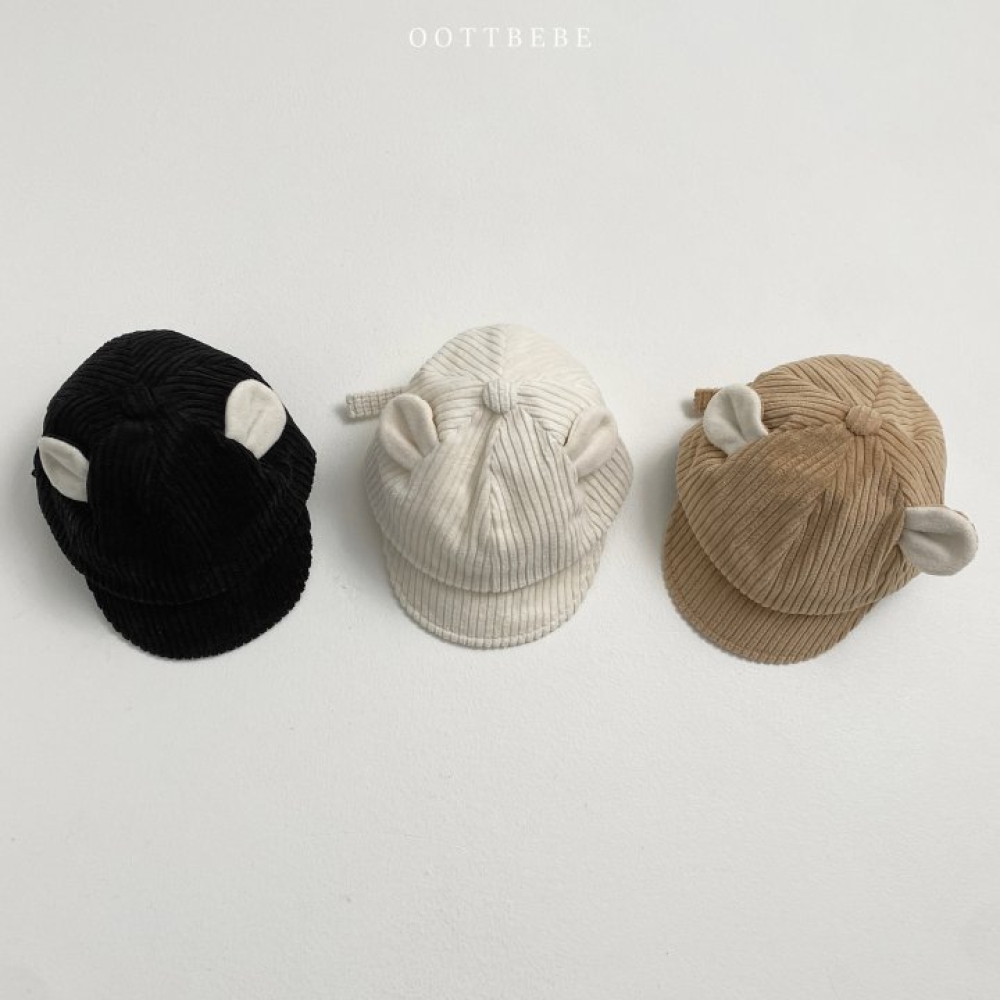 Oottbebe46｜(1-3y  Free)  燈芯絨熊耳鴨舌帽