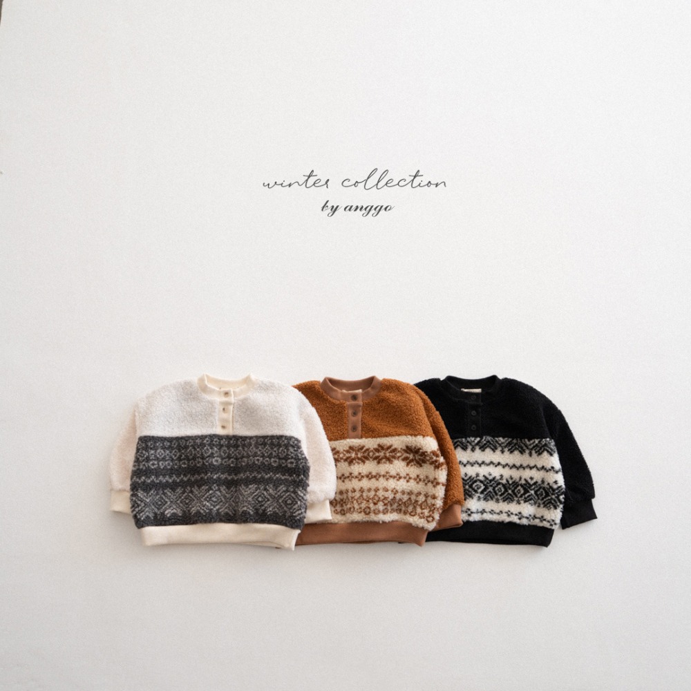 anggo02｜(75cm-120cm) 半開襟刷毛印花上衣