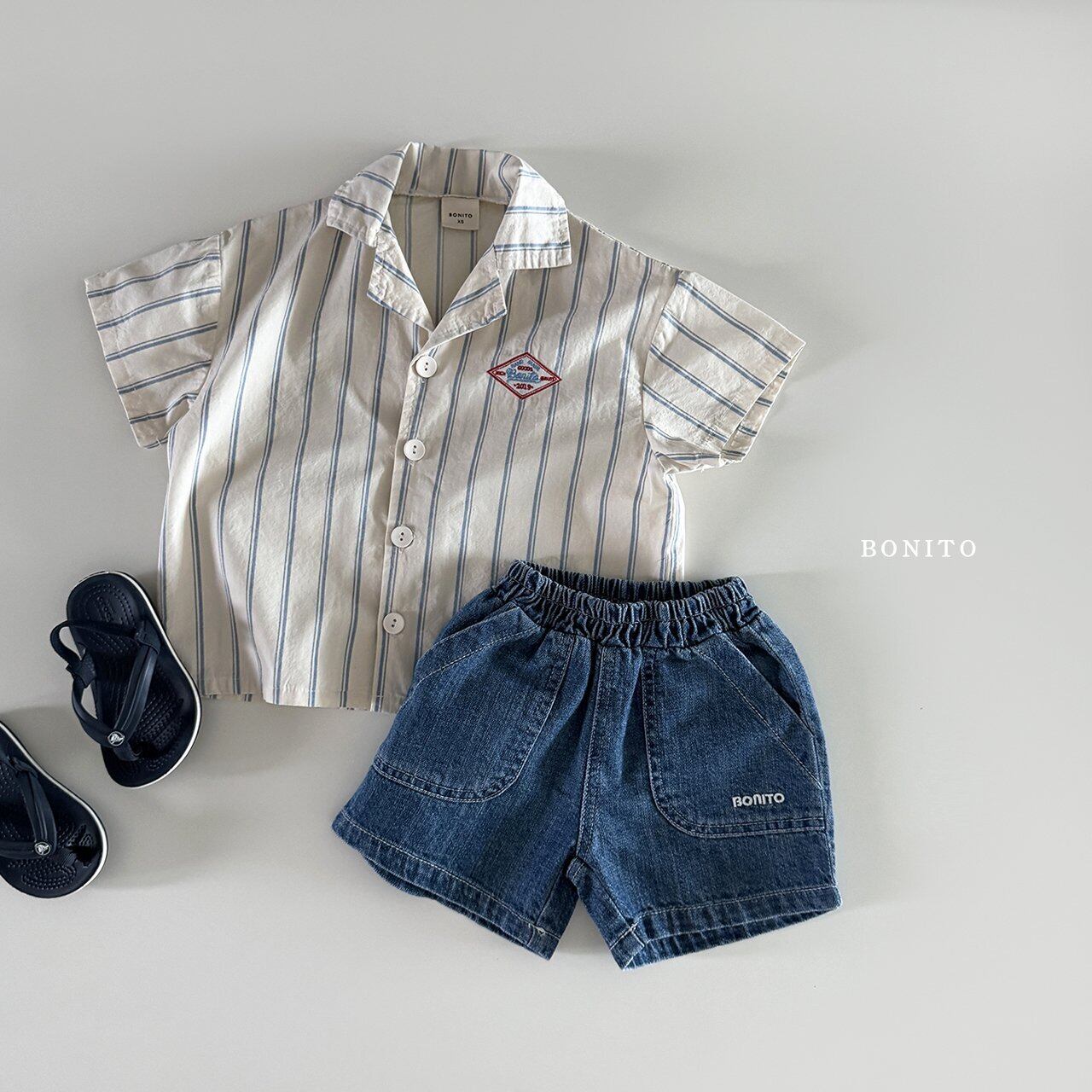 Bonito｜(75cm-125cm)kids 線條襯衫