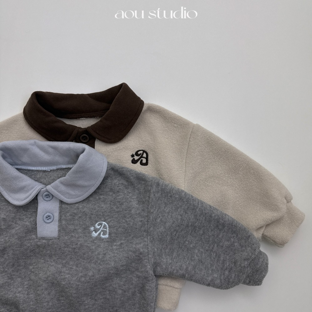 Aou 17｜ (70cm-110cm) 微毛撞色有領休閒上衣