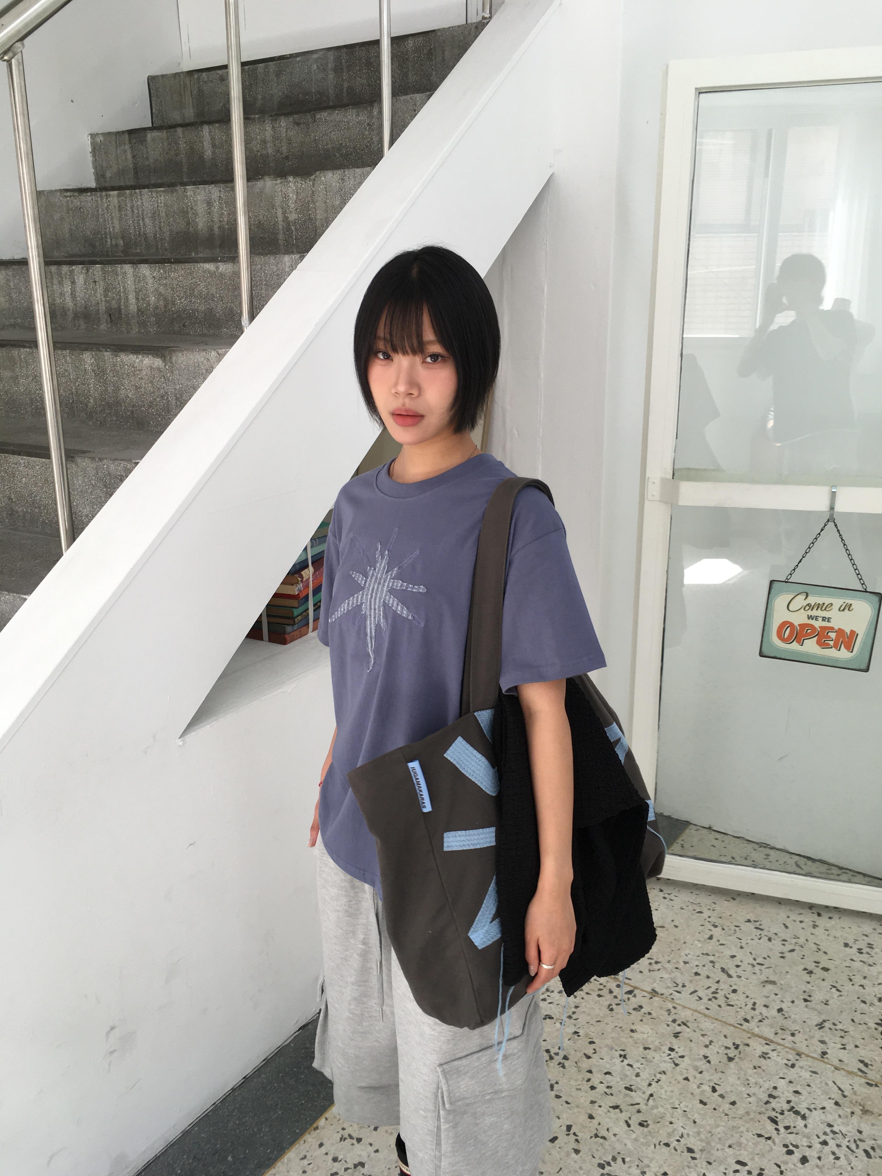 中央復古 放射條紋 刺繡 短版上衣 - 3C12