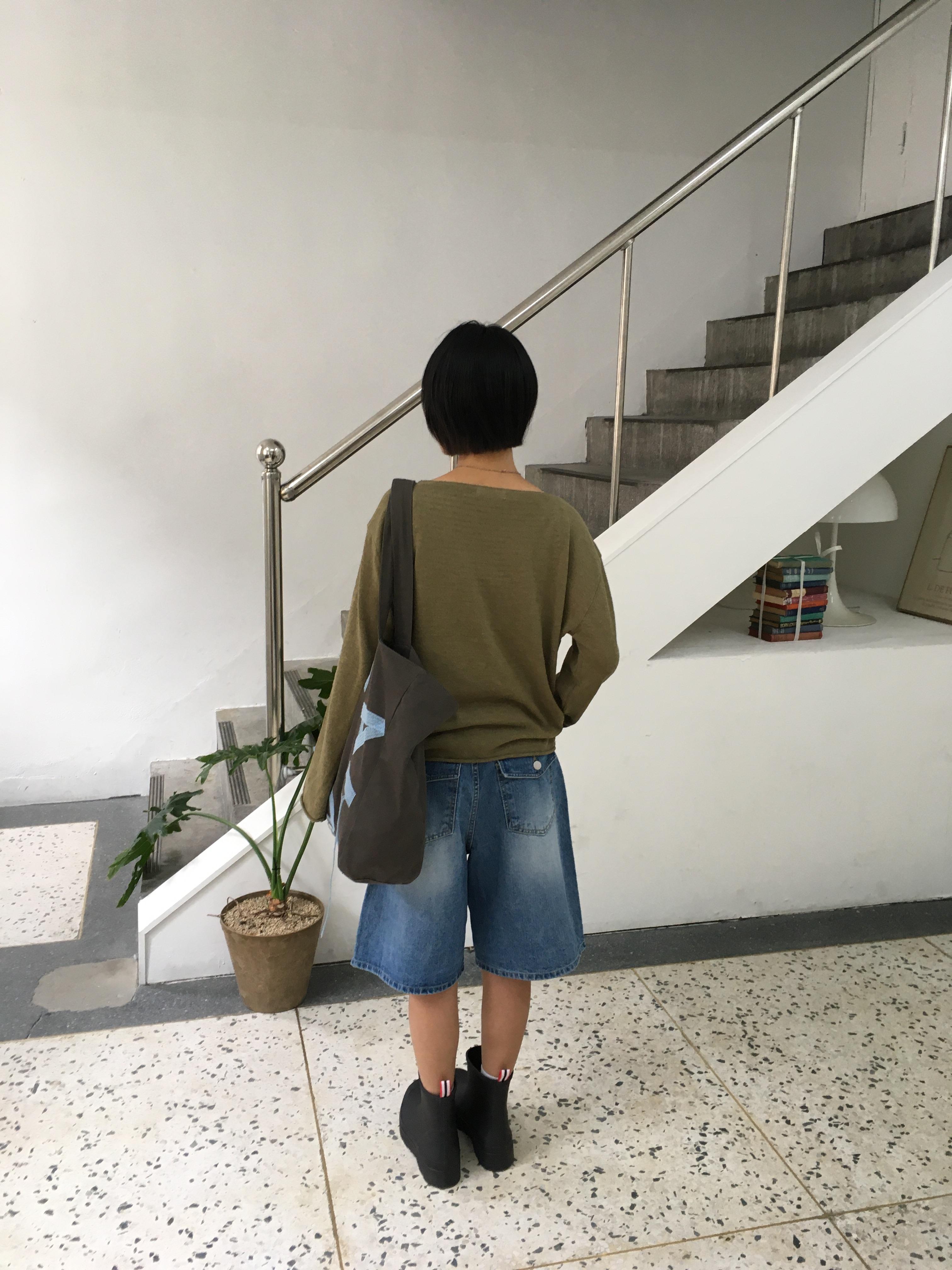 韓女基本款 大口袋 牛仔 6分短褲 - 2C16