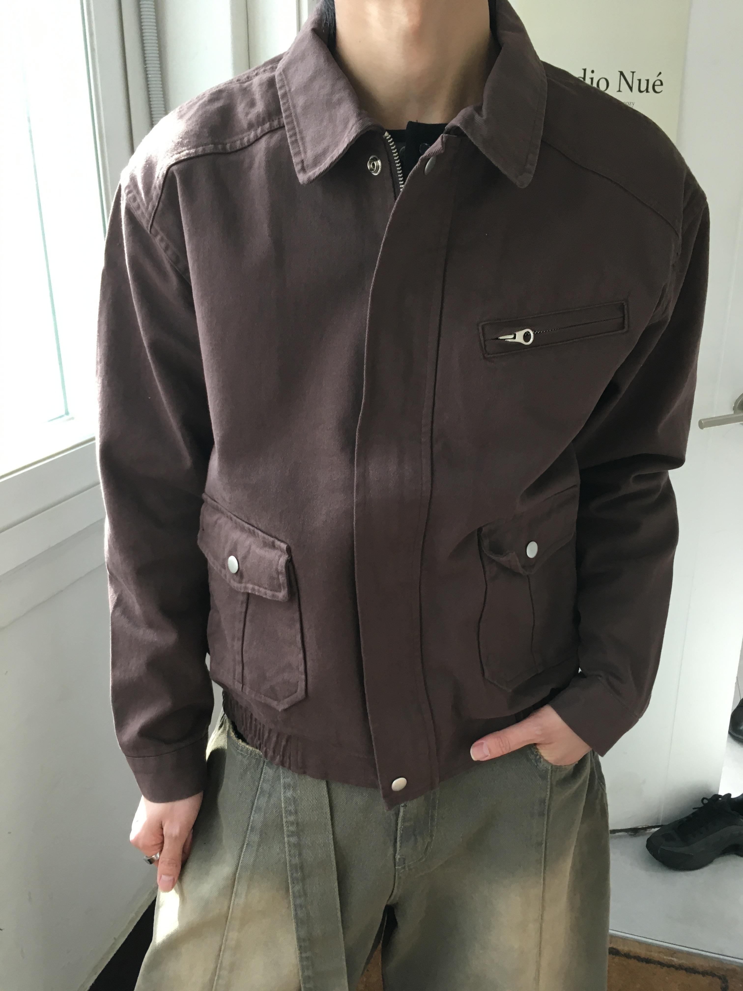 歐美經典款 雙口袋 微短版 牛津夾克 - 3C10