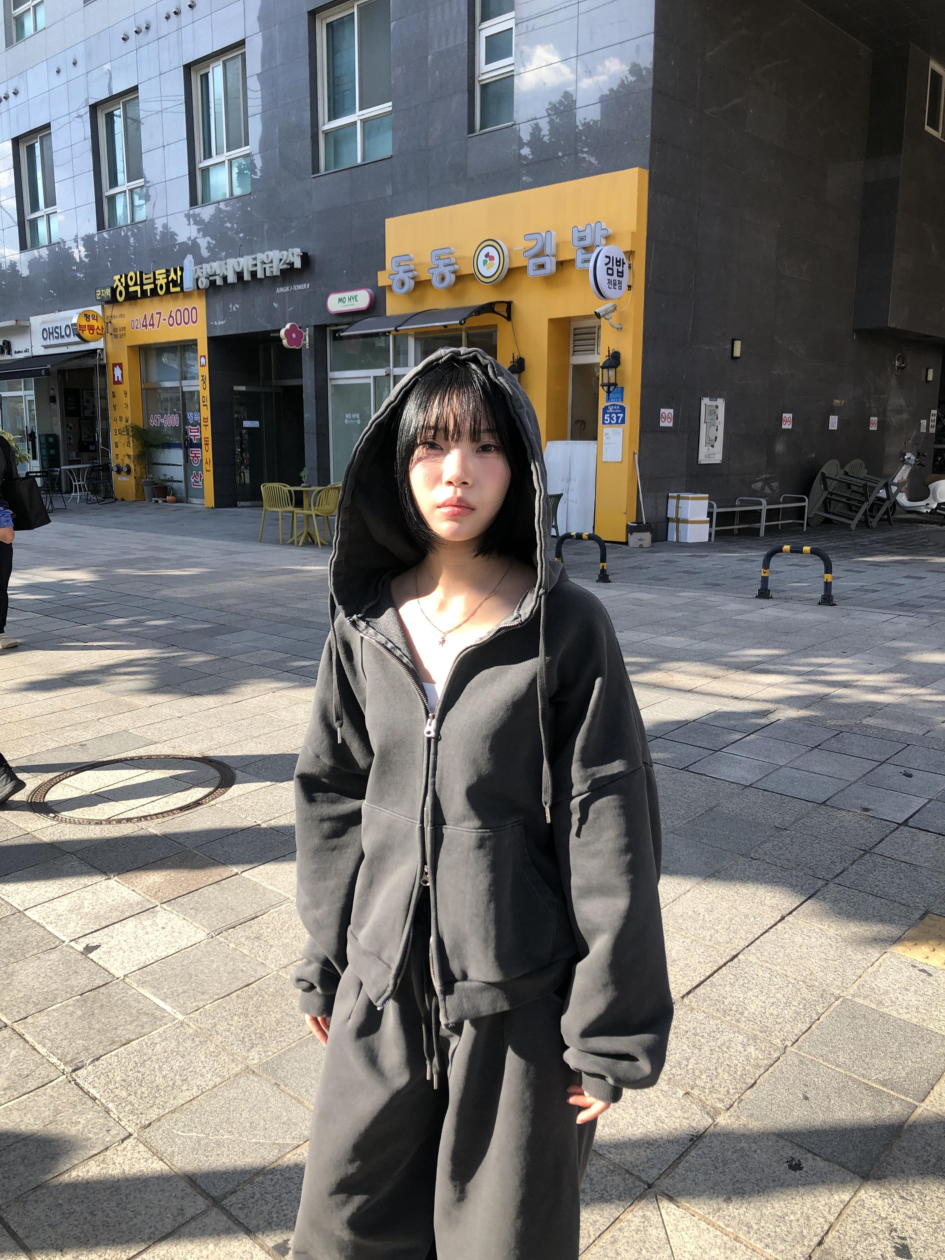 復古經典 做舊刷色 運動套裝 短版 連帽外套 - 2C2