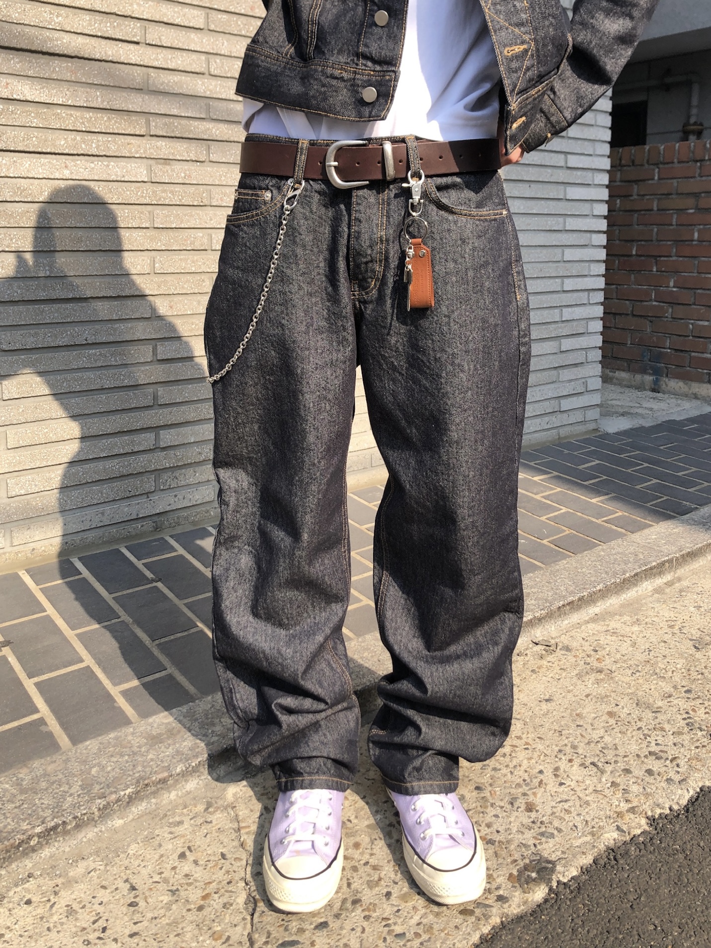 歐美 高街經典 修身直筒 牛仔褲 (set - up) - 1C9