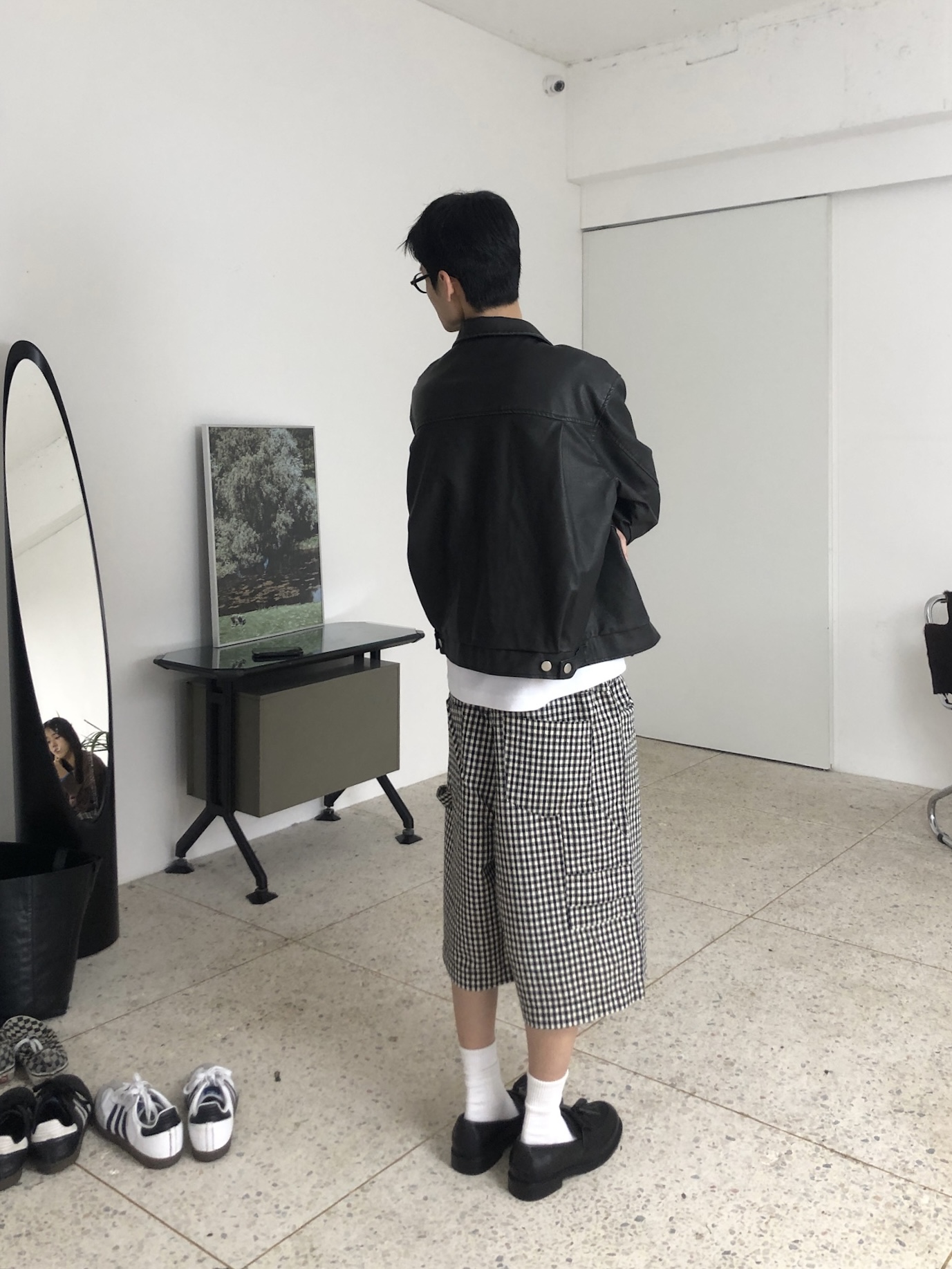 歐美街頭 經典格紋 百慕達 工裝 棉短褲 - 2C12